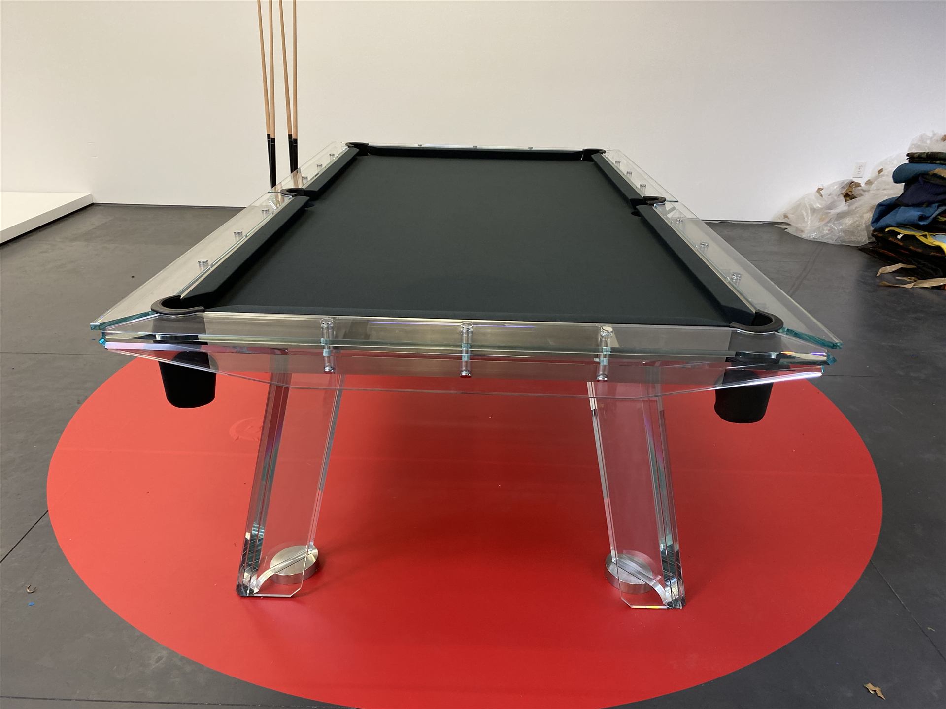 Modern glass-frame pool table